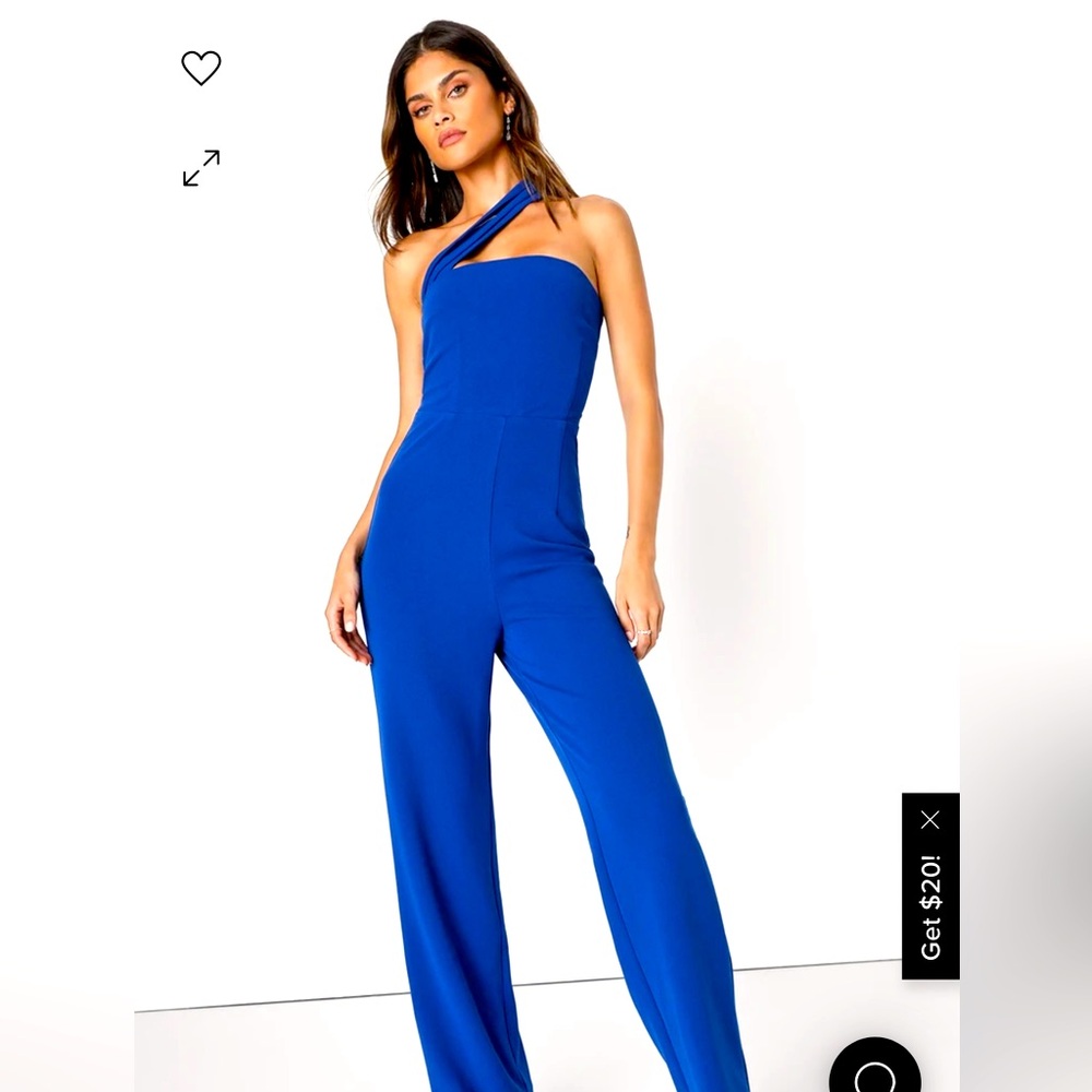 NWT Lulus Blue Jumpsuit/ Electric Blue/Cobalt Blue, one shoulder, Large